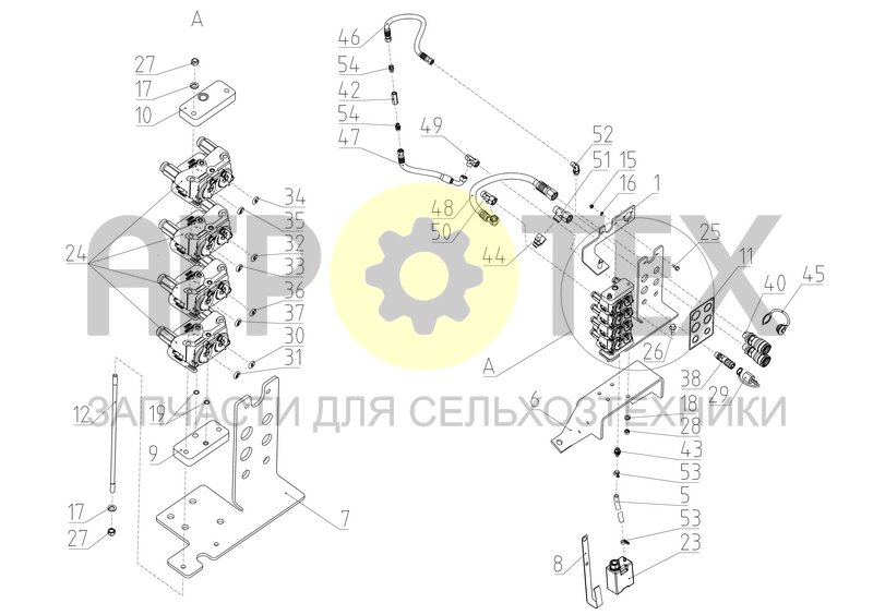 Кронштейн с муфтами БРС (2375.46.00.330) (№17 на схеме)